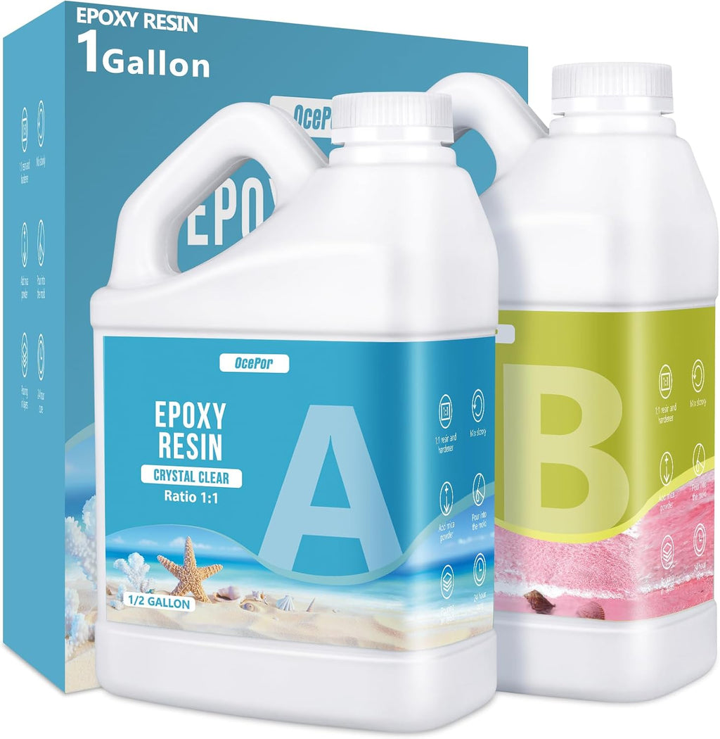 Epoxy Resin 1 Gallon Clear Deep Pour Resin Epoxy Kit for Art Craft | Crystal Clear Epoxy Resin Kit, No Yellowing No