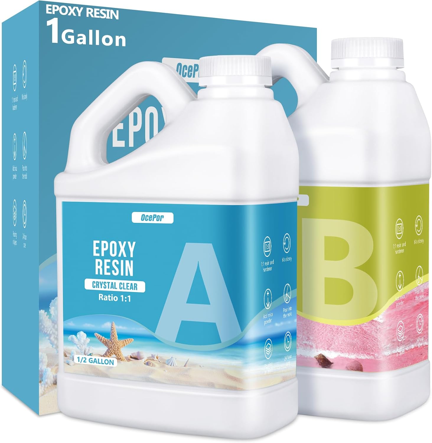 Epoxy Resin 1 Gallon Clear Deep Pour Resin Epoxy Kit for Art Craft | Crystal Clear Epoxy Resin Kit, No Yellowing No