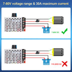PWM Speed Controller 7-70V 30A for Brushed Electric Motors, Adjustable Variable Speed Module with Brake Switch, Dual Fuse Protection, Supports 12V 24V 48V Systems