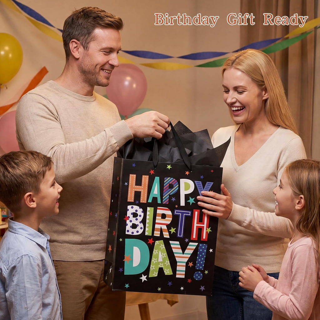 2 Pcs 16.5'' Large Happy Birthday Gift Bag for Boys Kids Men