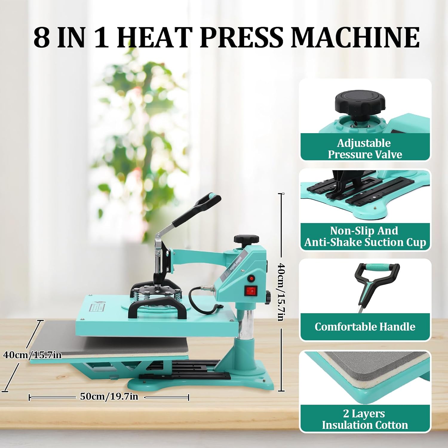 15x15 Inch Heat Press Machine, Digital Sublimation Printer Machine, 360° Rotation Swing Away 8 in 1 Combo Tumbler