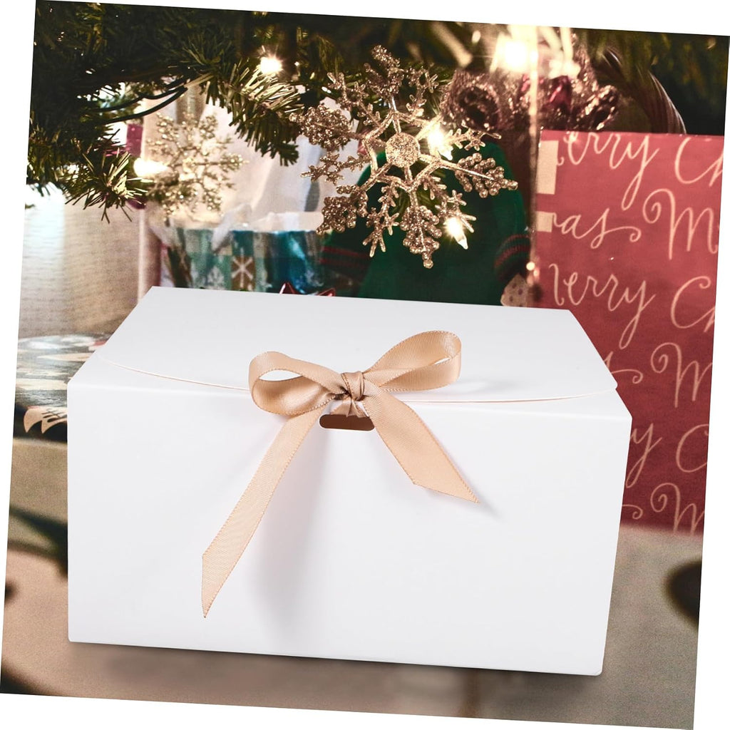 White Clamshell Gift Boxes with Lids 12 Pack Kraft Paper