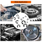580Pcs Black Alloy Steel E-Clip Assortment Kit, Retaining Rings M1.5-M10