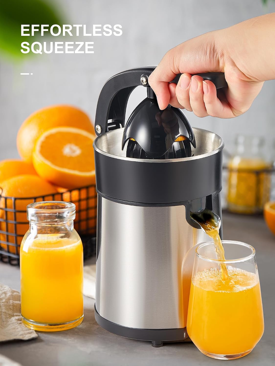 Electric Citrus Juicer, Orange Juicer with Two Interchangeable Cones | Suitable for orange, lemon and Grapefruit