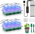 Seed Starter Tray with Grow Light, 24 Pack Large Clear Nursery Pots | 2.9" Deep Seedling Trays, Reusable Plant