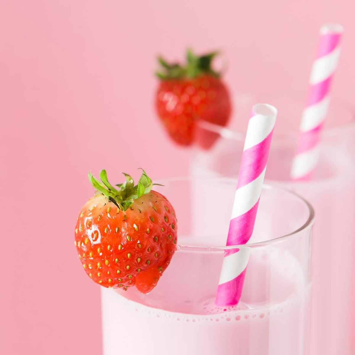 100 Pack Pink Paper Straws for Drinking