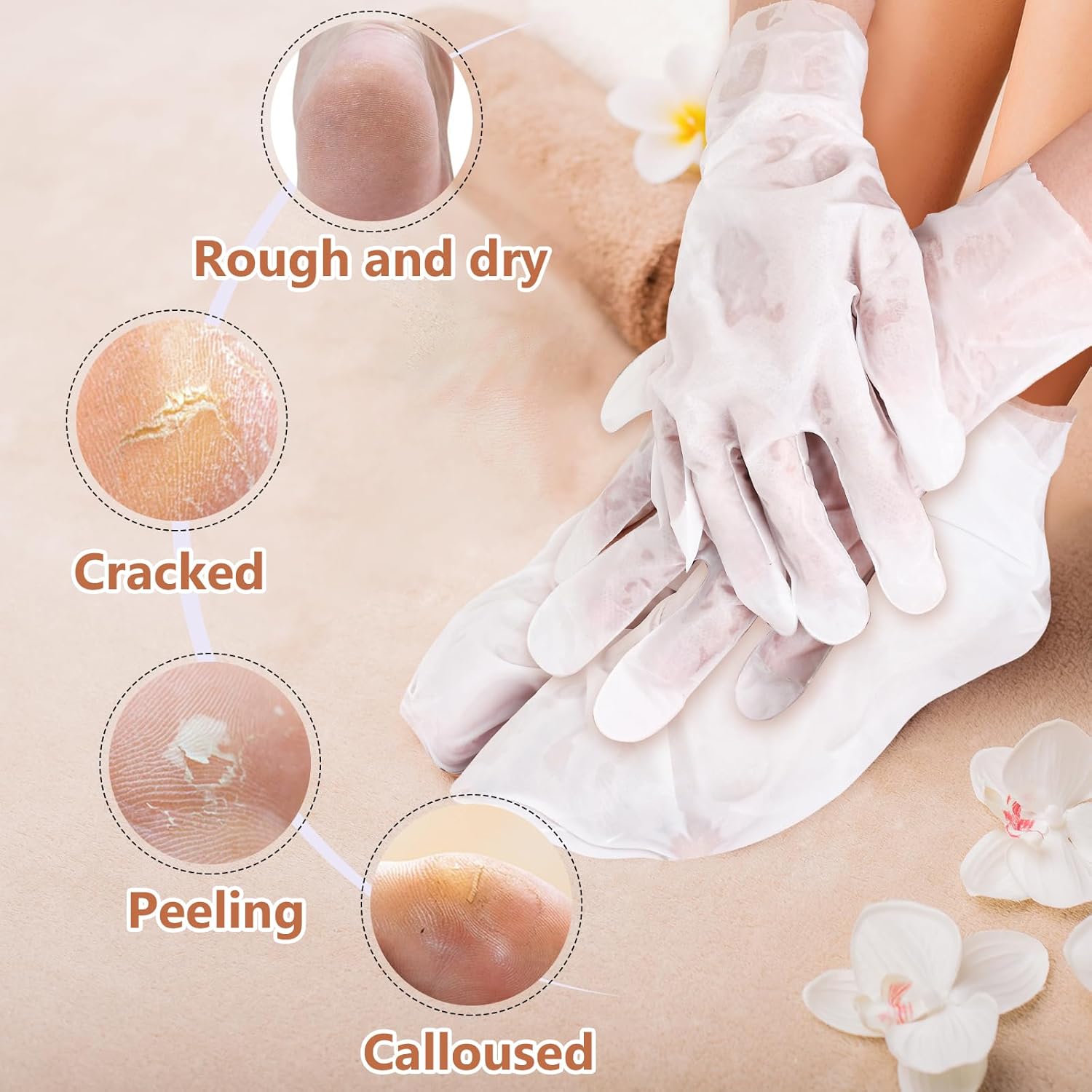 Hydrating Hand and Foot Mask with Honey & Milk, Vitamin E | Moisturizing Socks for Dry, Cracked Heel, Foot Spa, Honey