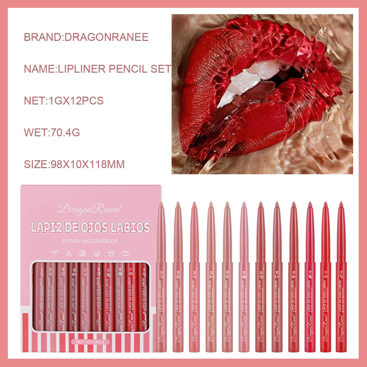 12 Colors Lip Liner, Matte Lip Liner Pencil for Shaping & Sculpting Lips