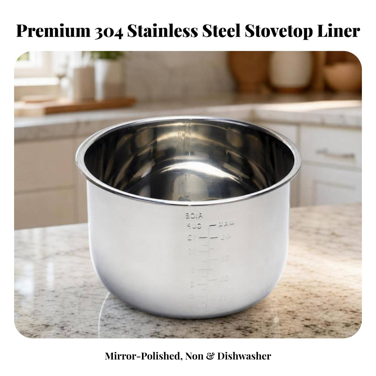 FccsiKoa Rust-Resistant Stainless Steel Inner Pot | Stable Reinforced Base, Replacement Inner Pot, for Kitchen, 5L