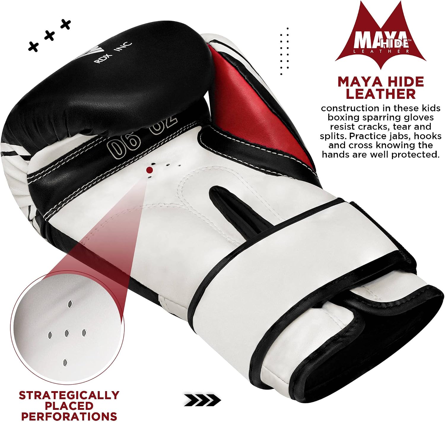 Kids Boxing Gloves, 6oz 4oz Junior Training Mitts, Maya Hide Leather Ventilated Palm, Muay Thai Sparring MMA