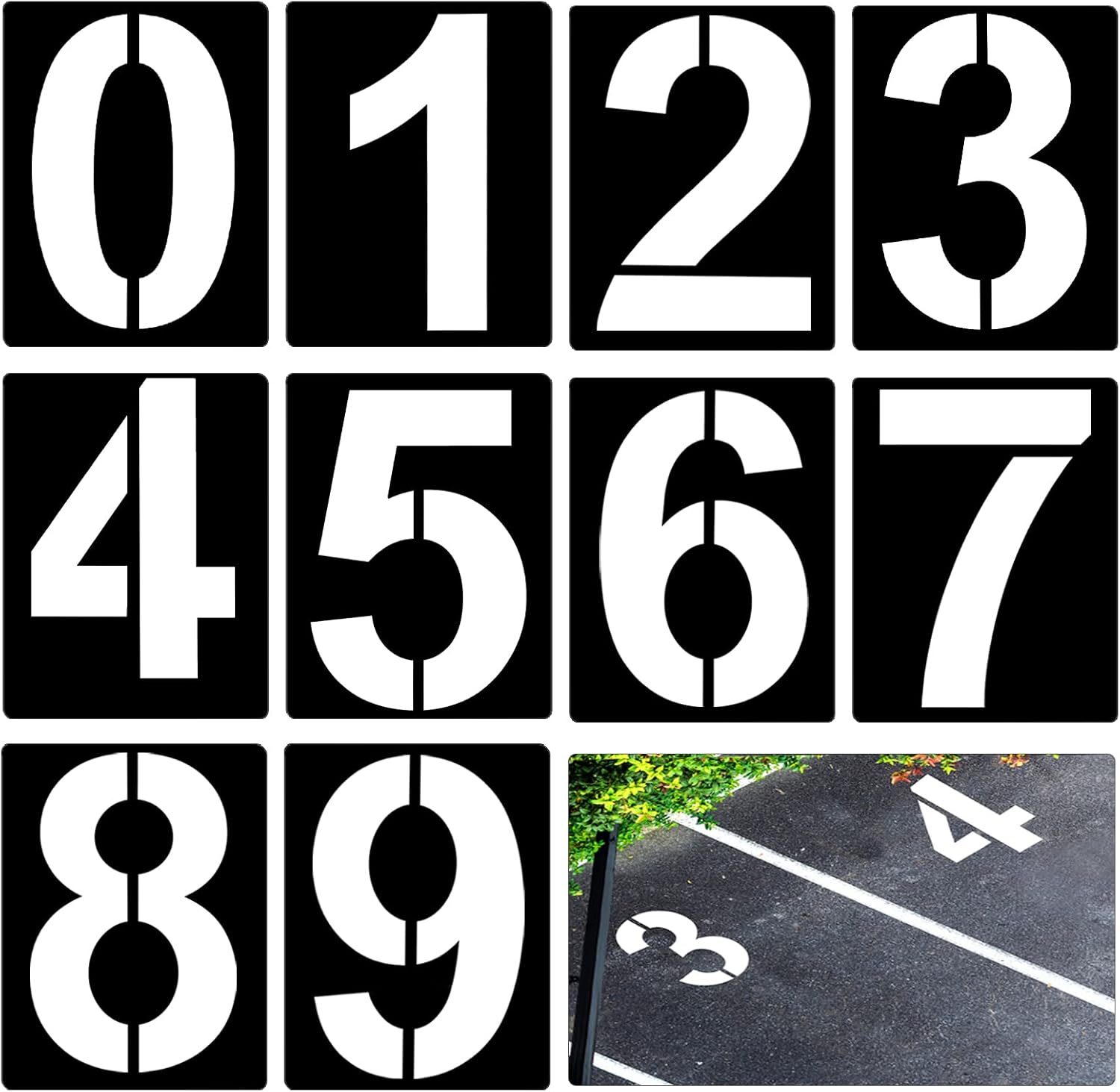 8inch Large Number Stencils, Reusable Curb Address Numbers 10pcs Plastic Parking Stencils for Painting from 0 to 9