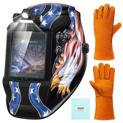 Auto Darkening Welding Helmet with Light, Large View 3.94"X3.66"