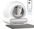 Self Cleaning Litter Box, Integrated Safety Automatic Cat Litter Box Self Cleaning 65L+9L for Multiple Cats, App