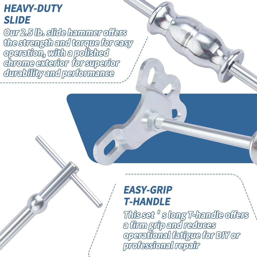 Rear Axle Bearing Puller Tool Axle Seal and Bearing Remover Set with Slide Hammer Yoke and 3 Rear Axle Puller