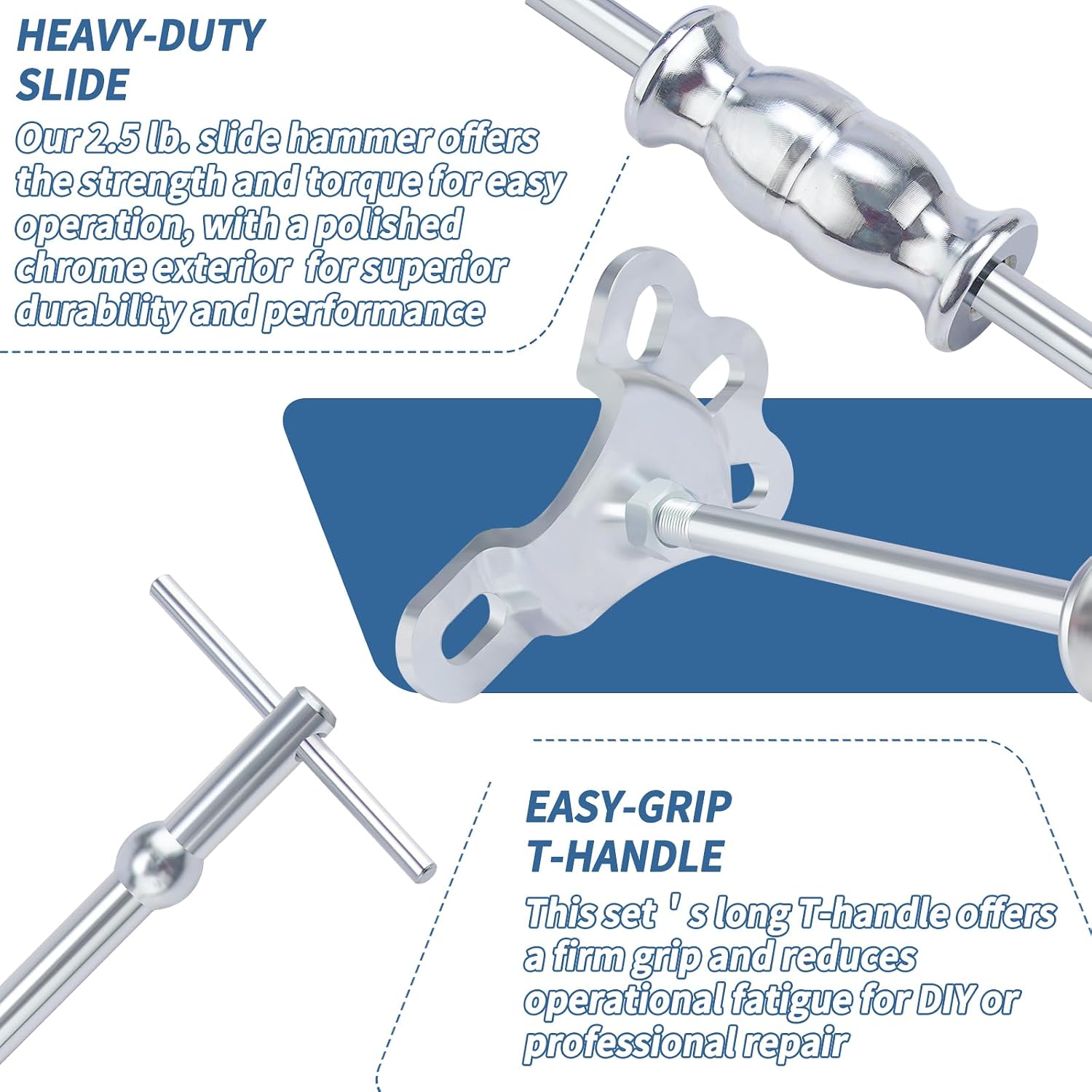 Rear Axle Bearing Puller Tool Axle Seal and Bearing Remover Set with Slide Hammer Yoke and 3 Rear Axle Puller