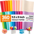 360 Sheets Tissue Paper, 20 Colors, 11.5 X 8 inch