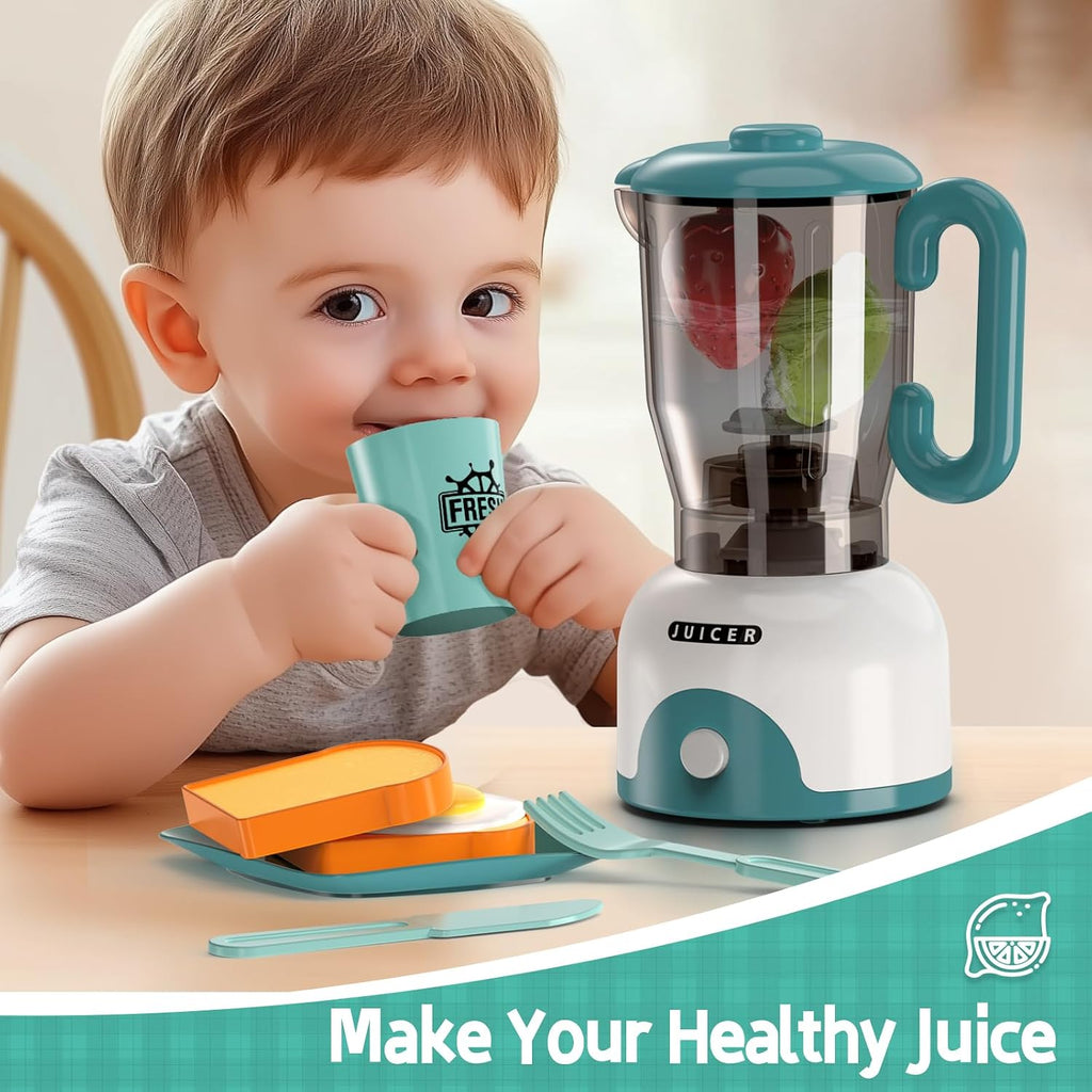 Kids Play Kitchen Accessories Toys Set, Pretend Play Kitchen Appliances Kit - Blender, Coffee Maker, Mixer, Toasters