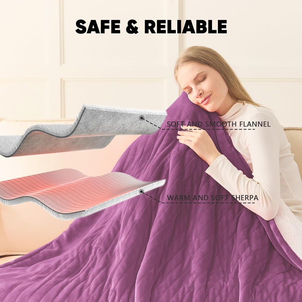 Heated Blanket Electric King Size 100"X90" Dual Control, Heating Blanket with 10 Heat Levels 1/2/4/6/8 Hours
