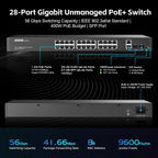 24 Port Full Gigabit PoE Switch with 2 GE Uplink, 2 Gigabit SFP, IEEE802.3af/at Max 400W, YuLinca Unmanaged Rackmount