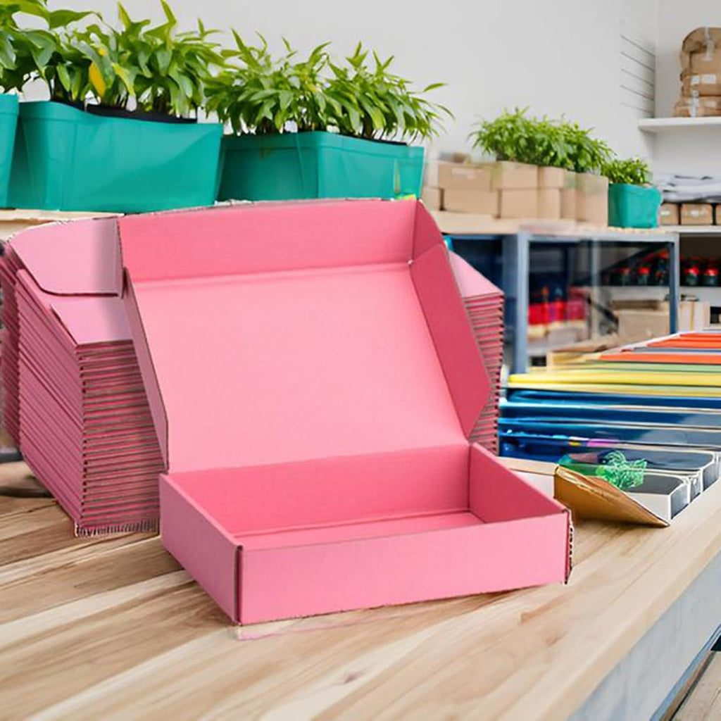 Pink Shipping Boxes 13x10x2 Inches, 20 Pack