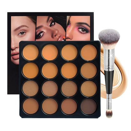 Concealer Contouring Palette, 16 Colors Medium to Dark Color Corrector Combination Cosmetics Powder Palette with