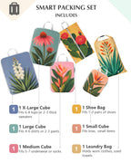 6-Piece Compression Packing Cubes with Shoe & Laundry Bags