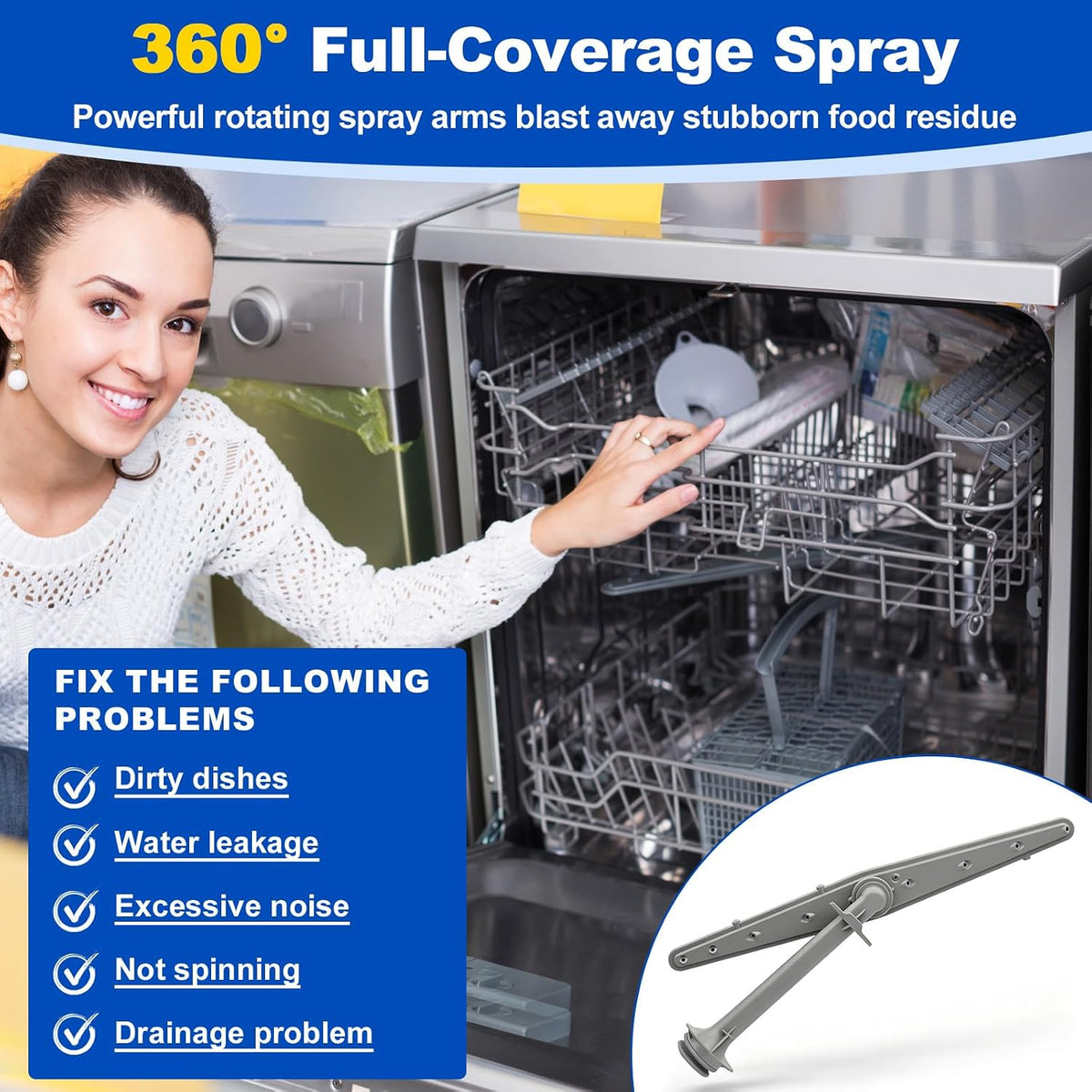 5304506740 Dishwasher Center Wash Arm Assembly for Frigidaire Dishwasher – Replaces 5304498136, PS11770527, Compatible with Electrolux Gibson Kelvinator Westinghouse