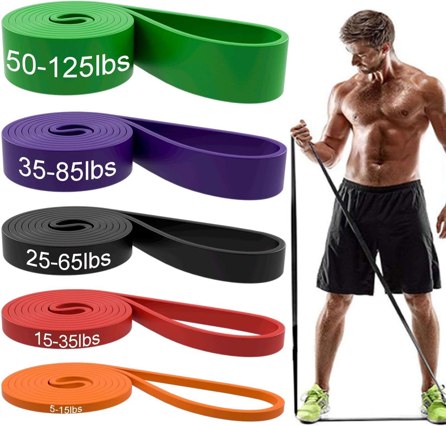 Resistance Bands, Pull Up Assist Bands - Workout Bands, Eexercise Bands, Long Resistance Bands Set for Working Out