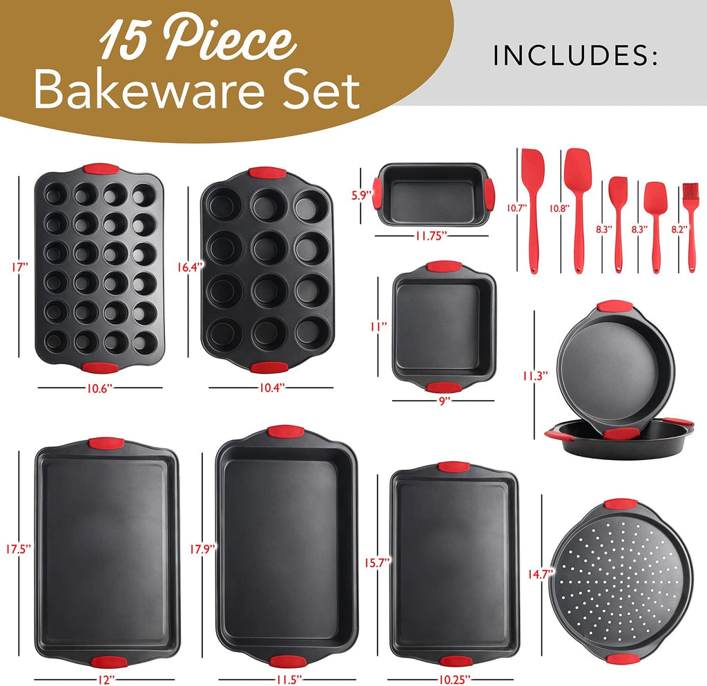 Baking Pan Set, 39 Piece Premium Baking Set, Nonstick Bakeware Sets BPA Free, Cookie Sheets for Baking Nonstick Set