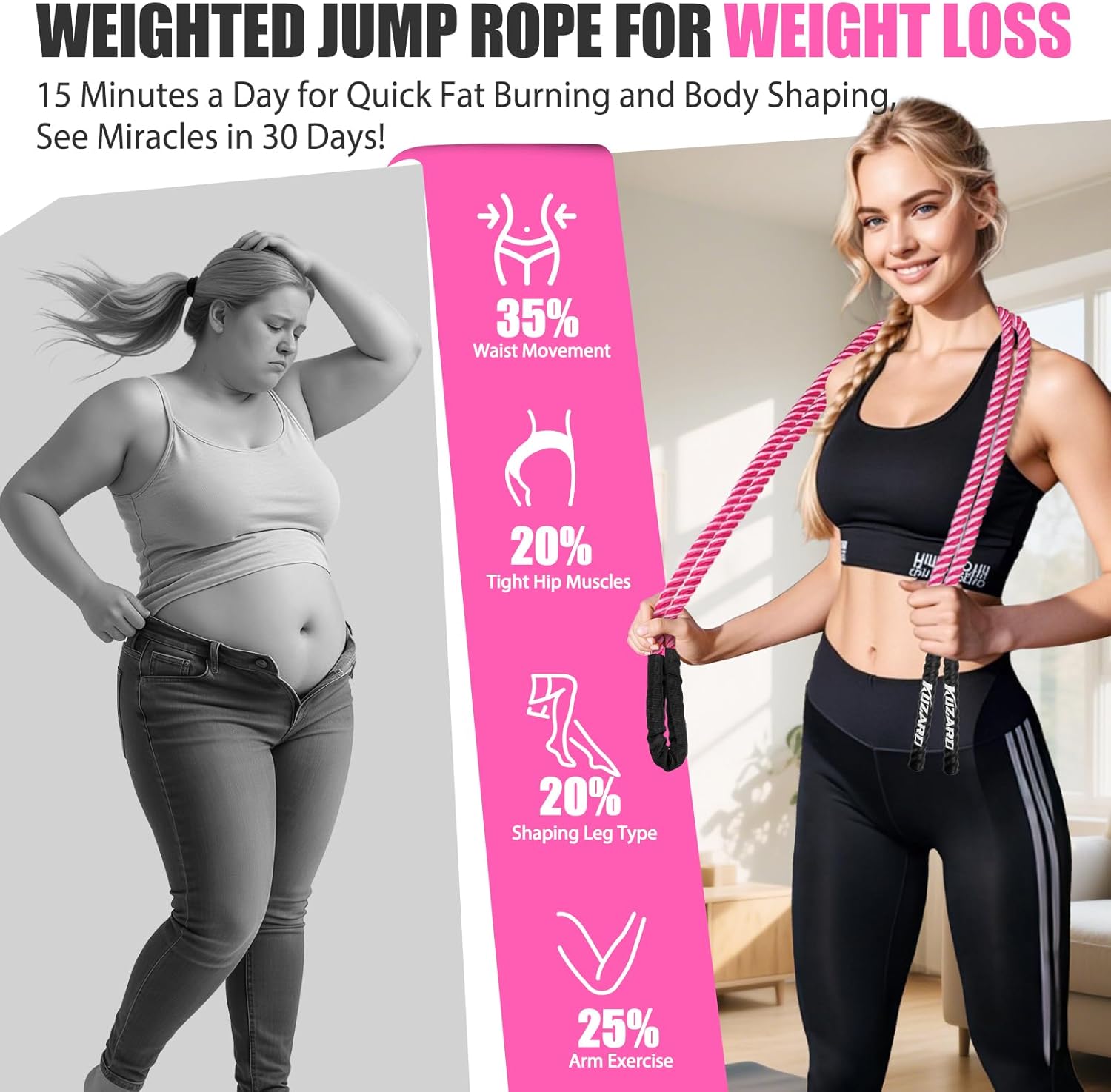 Jump Rope, Weighted Jump Rope for Women, Heavy Jump Ropes for Fitness, Home Gym Exercise Equipment, Adult Skipping