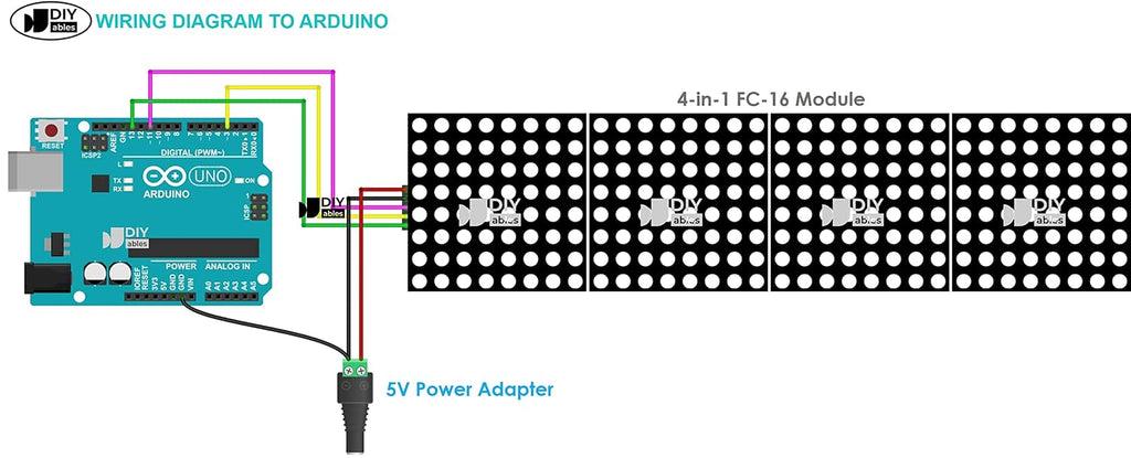Dot Matrix FC16 4-in-1 Display Module with MAX7219 Chip, 32x8 LED Matrix, Compatible with Arduino, ESP32, ESP8266, Raspberry Pi, 4 Pieces