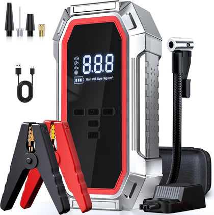 Jump Starter with Air Compressor, 5000A Peak Car Battery Jump Starter(9.0 Gas/8.0L Diesel), 160PSI 12V Jump Box Car