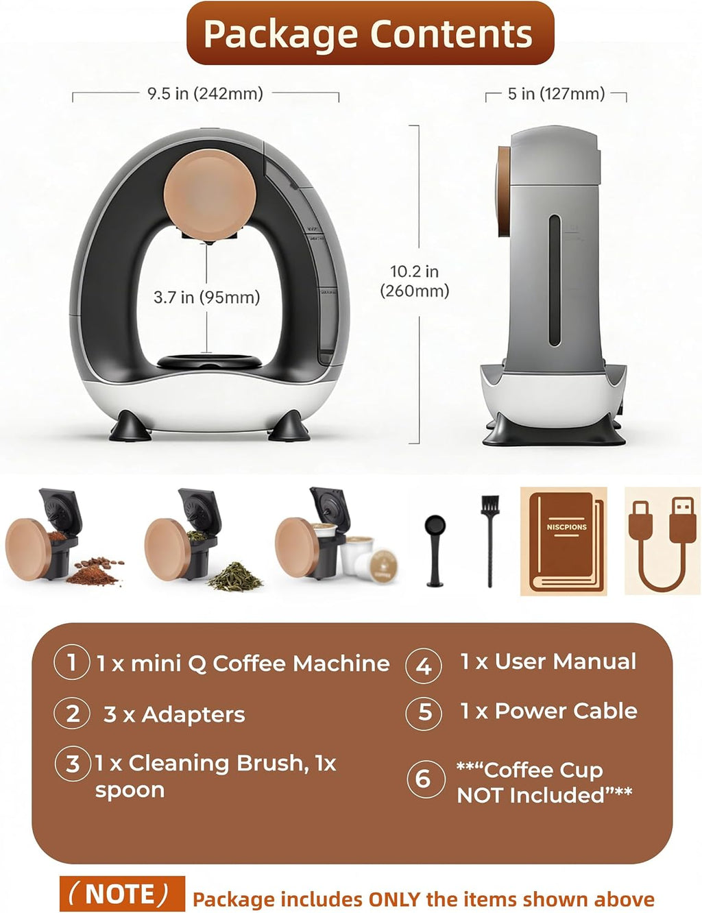 Single Serve Coffee Maker, 3-in-1 K-Cup Coffee Machine Compatible with Pods, Ground Coffee & Tea, Fast 20s One-Button