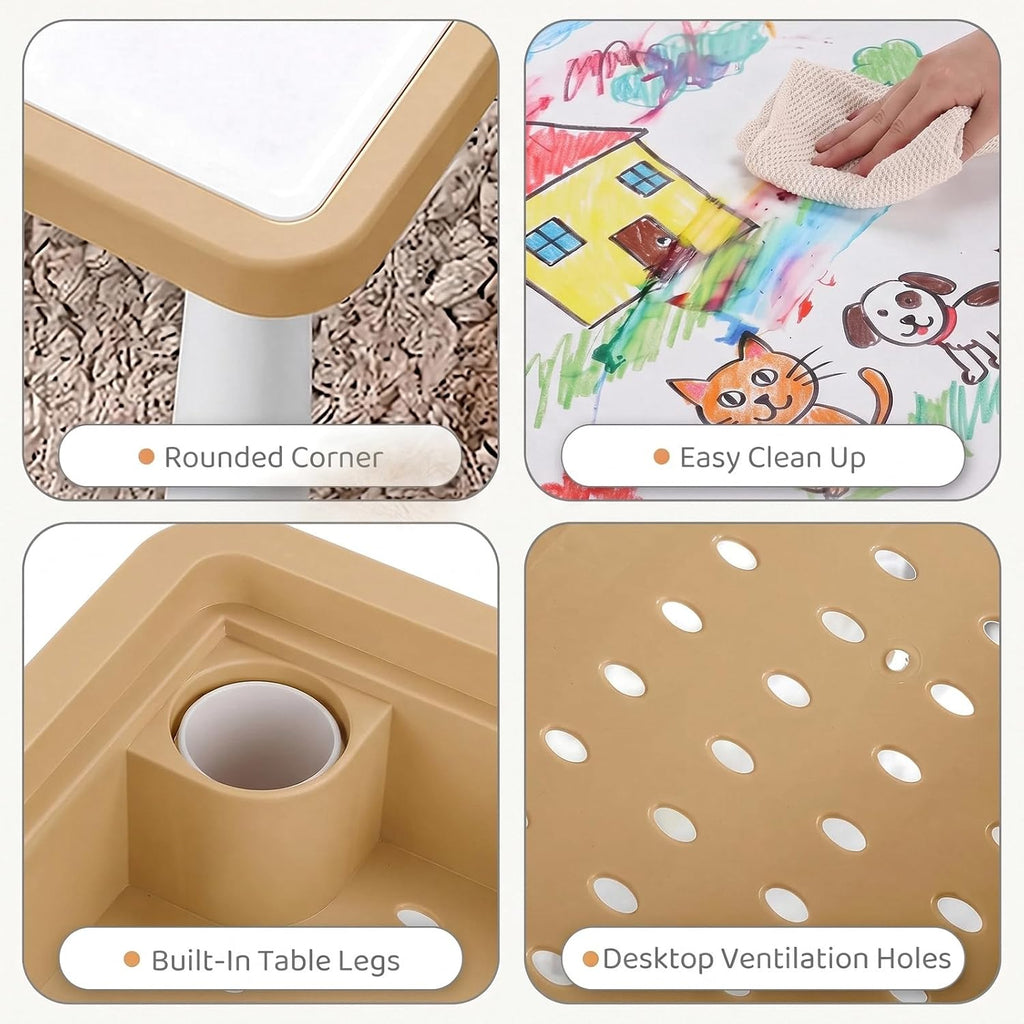 Kids Activity Table and Chairs, 4-in-1 Large Building Block Play Table