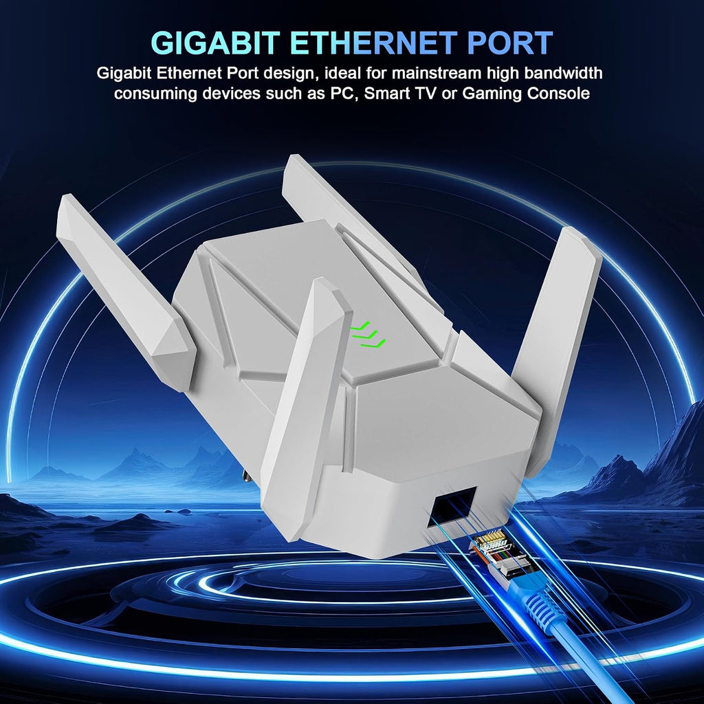 WiFi Extender, 2026 20X WiFi 6 Booster AX1800 | (5.8/2.4GHz) 19,999 sq.ft Long Range and 135+ Devices, WiFi Extender