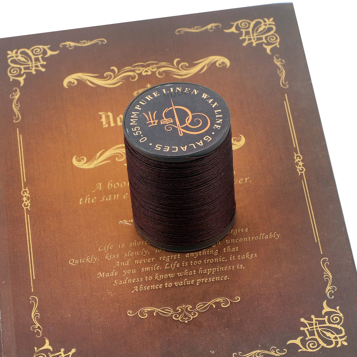 100% Natural Linen Thread Waxed Thread for Bookbingding, Leather Sewing, Beading or Macrame (Coffee)