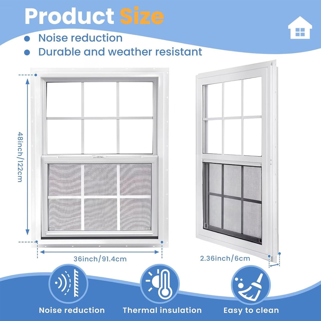 36" x 48" Vinyl Single Hung Window, White