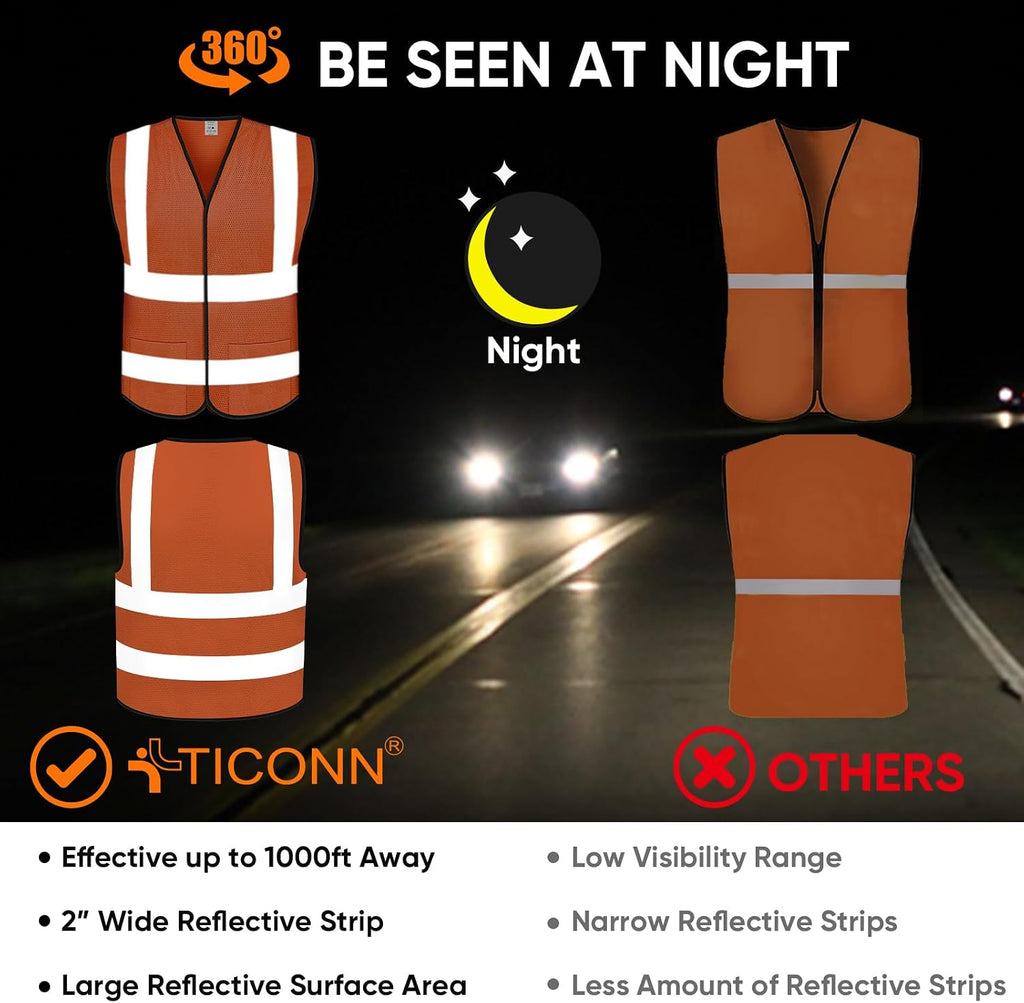 2PK/4PK Reflective Safety Vest, High Visibility Vest with Reflective Strips for Men Women, Meets ANSI II