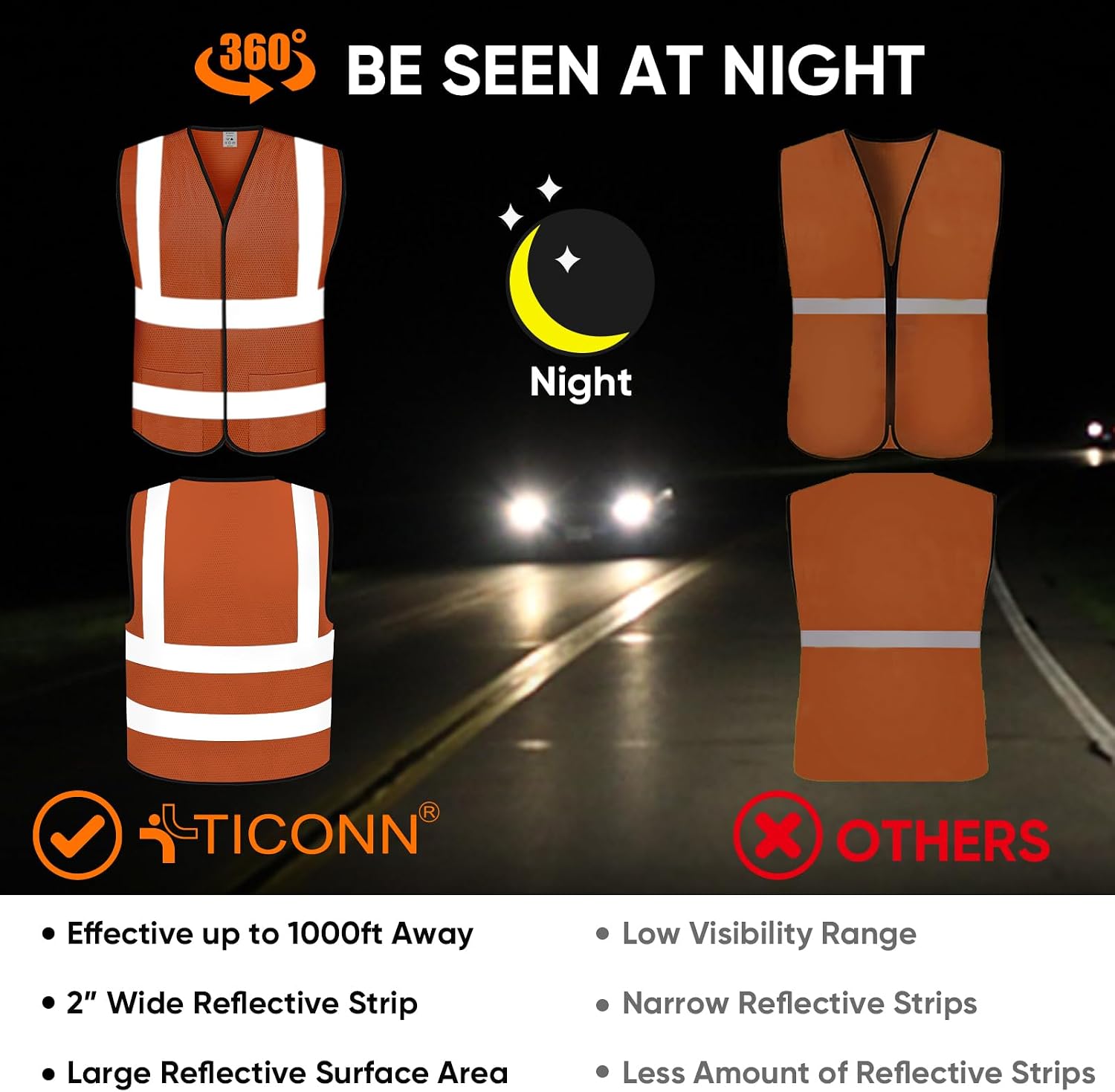 2PK/4PK Reflective Safety Vest, High Visibility Vest with Reflective Strips for Men Women, Meets ANSI II
