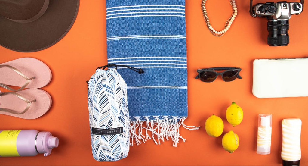 Turkish Beach Towel with Travel Bag 39 x 71 Quick Dry Sand Free Lightweight Large Oversized Towels Light