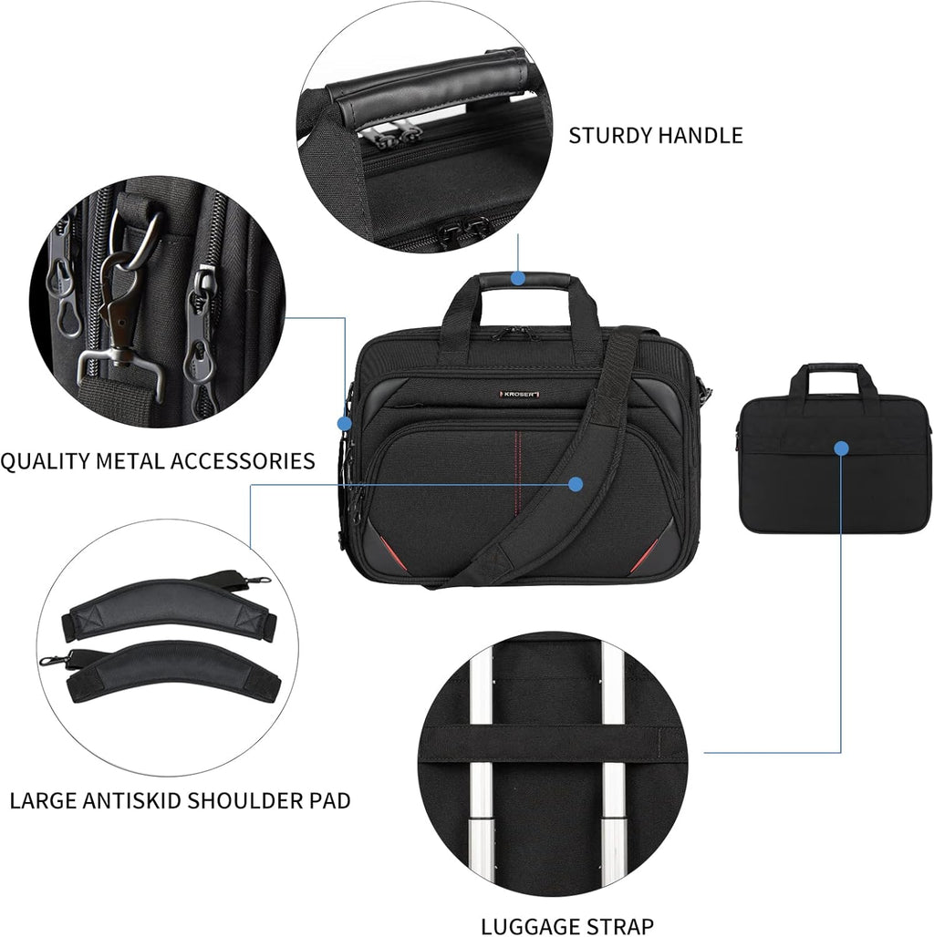 Laptop Bag 17.3 Inch Premium Laptop Briefcase, Expandable Water Repellent Laptop Shoulder Messenger Bag Durable