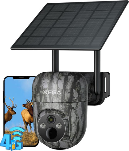 4G Solar Cellular Wildlife Trail Camera with SIM Card,No WiFi Outdoor | Live Streaming,2K HD,Night Vision,Motion