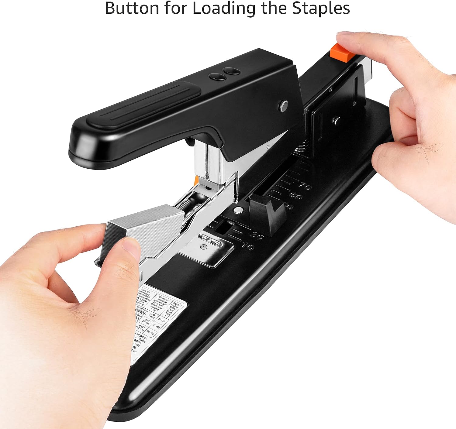Heavy-Duty Stapler, 90 Sheets High Capacity, Non-Slip, Large Office Stapler with 1000 Staples, Black