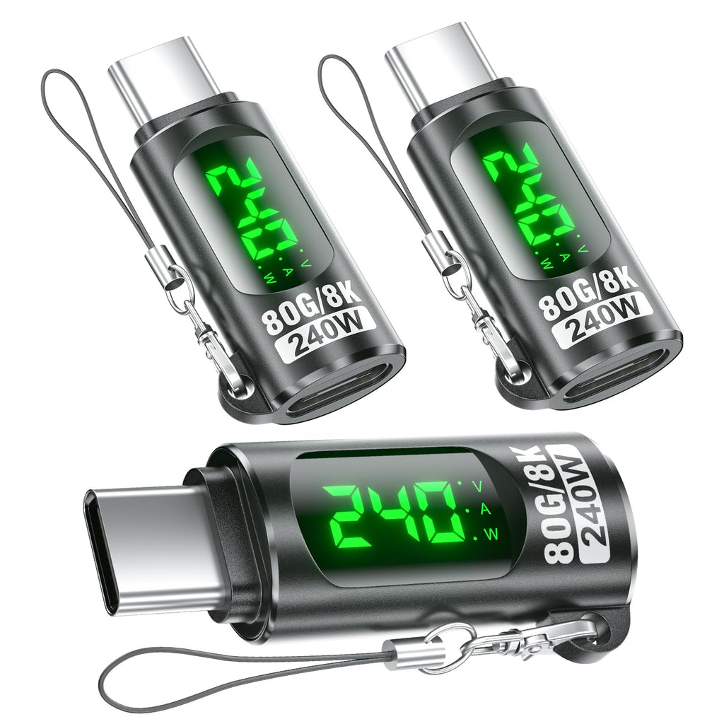 240W USB C Adapter Power Meter Tester, 3Pack, Voltage Current Power Display