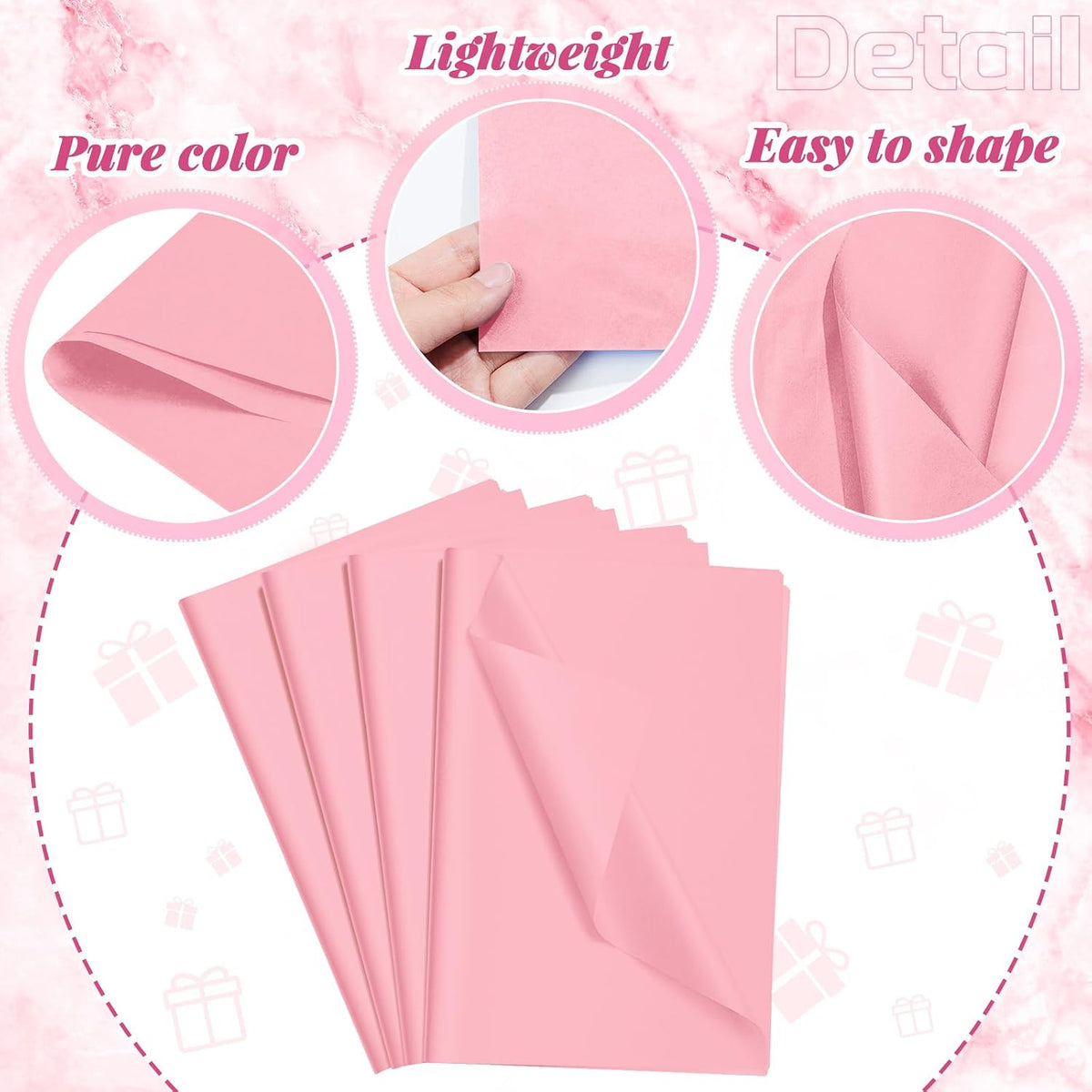 500 Sheets Light Pink Tissue Paper 20 x 30 Inch for Fall Floral Packaging