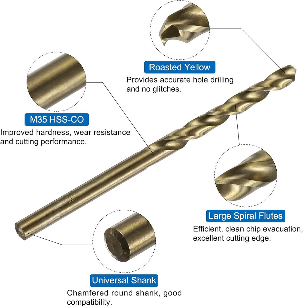 uxcell Metric Tap & Drill Bit Set, 2pcs M5 x 0.8 Spiral Point Thread Taps Titanium Coated and 2pcs 4.2mm Twist Drill Bits Roasted Yellow, Screw Tapping Threading Tools