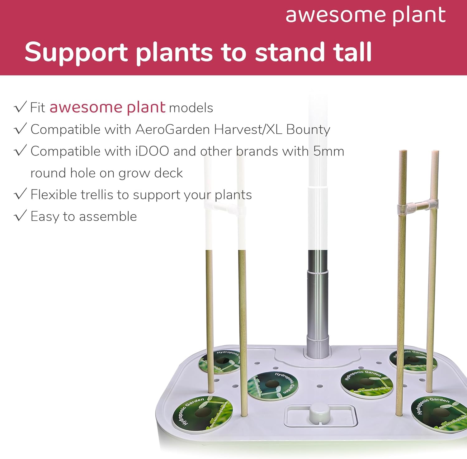 Trellis System (20 PCS) Plant Support Stakes Kit, 7.87 Inches Plant Stakes for Indoor Hydroponic Growing System