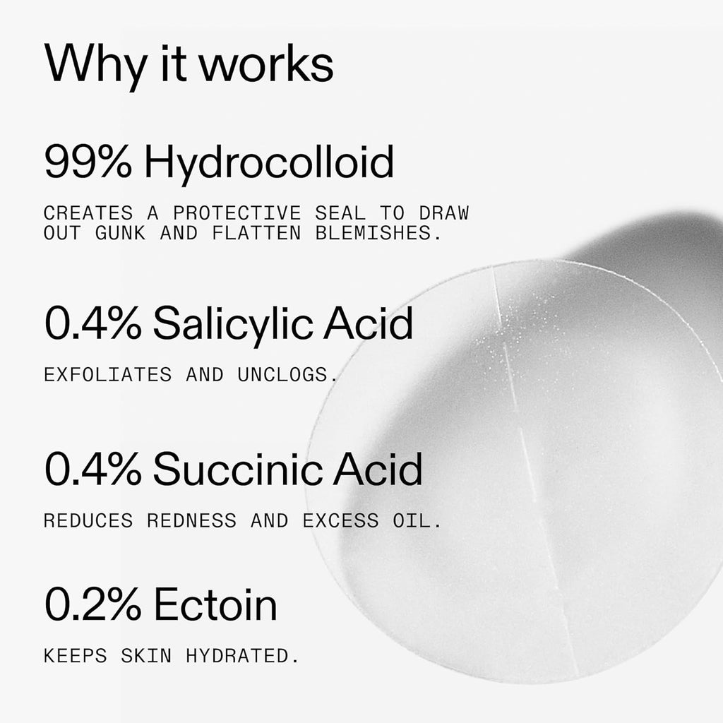Hydrocolloid Invisible Pimple Patches, Spot Patches Contains Salicylic Acid, Day/Night Anti Acne Patches, Vegan &