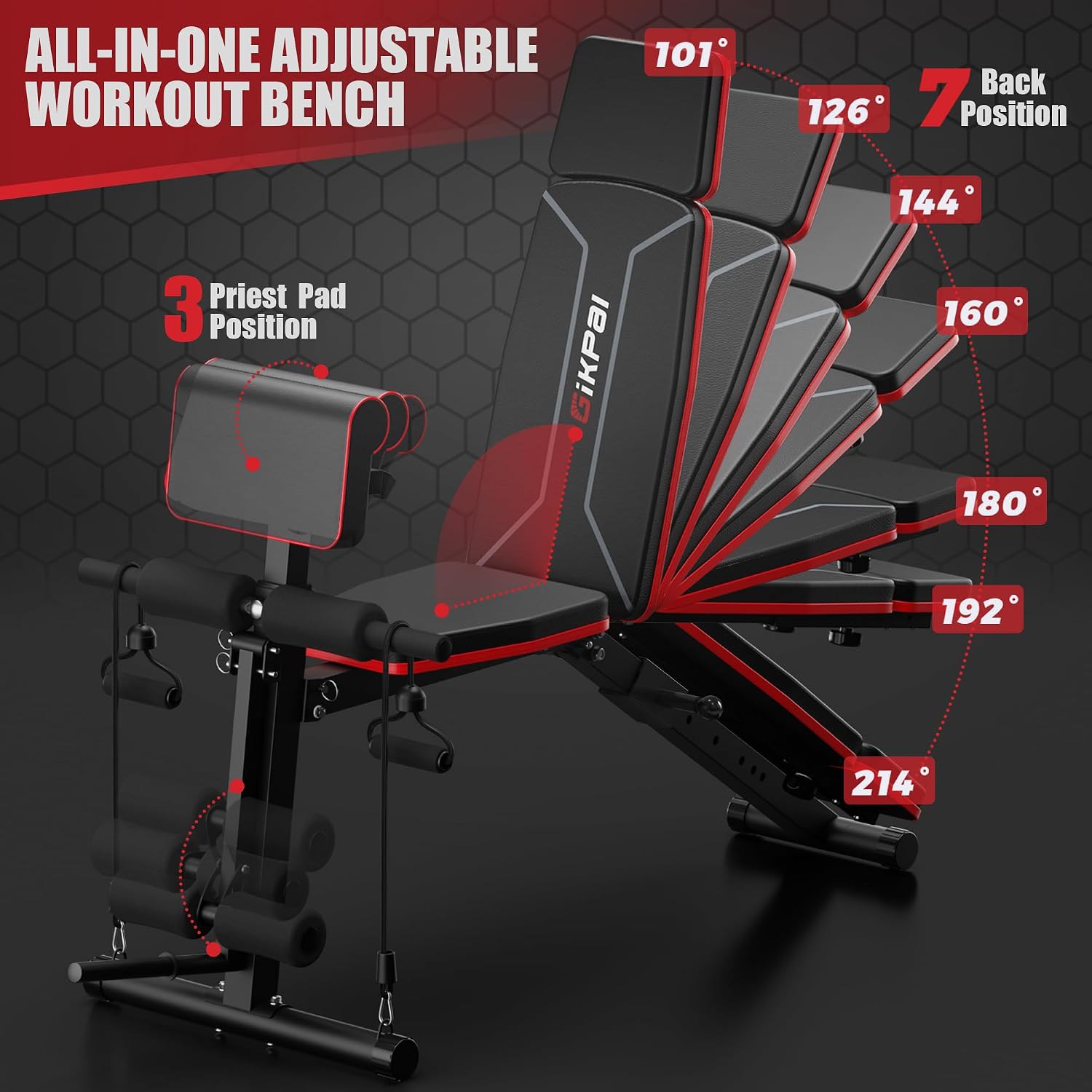 Adjustable Weight Bench - Workout Bench Press for Home Gym | Foldable Incline Decline Sit up Exercise Bench for Full