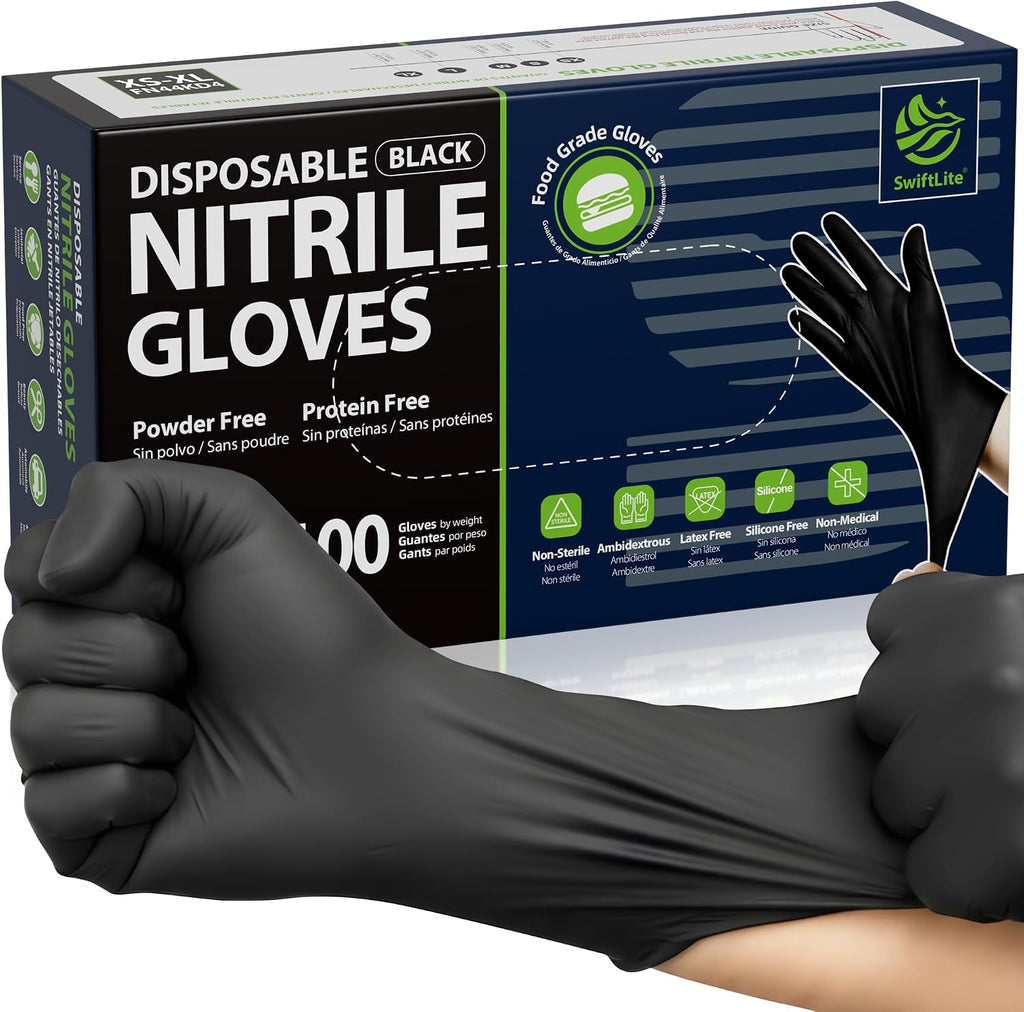 Nitrile Gloves Disposable Latex Free 4 Mil, Black